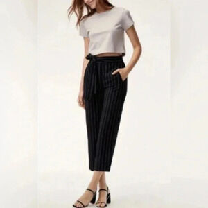 Aritzia Wilfred Jallade Stripe  cropped 90s preppy trouser Pants black and white